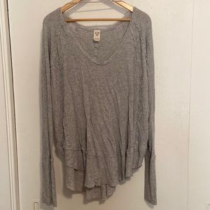 We The Free Grey Waffle Knit Oversize Top